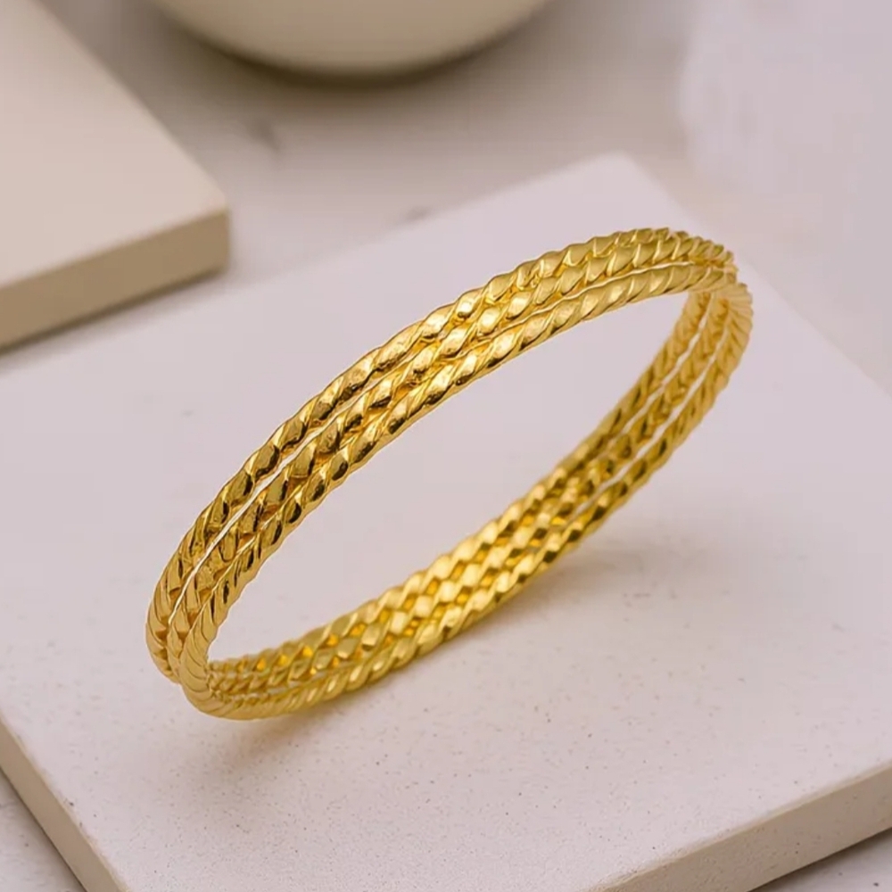 18 KT Gold Over Titanium Twisted Bangles